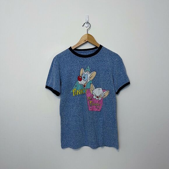 Warner Bros. Other - Pinky and the Brain Ringer Graphic T-shirt Blue Animaniacs Sz S